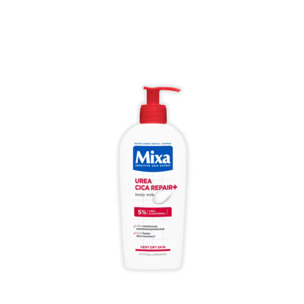 Mixa Urea Cica Repair Body Lotion - For Keratosis Pilaris, Dry, Flaky, Strawberry, Rough, & Fragile Skin & Tiny Reddish Bumps - With 5% Urea and Panthenol