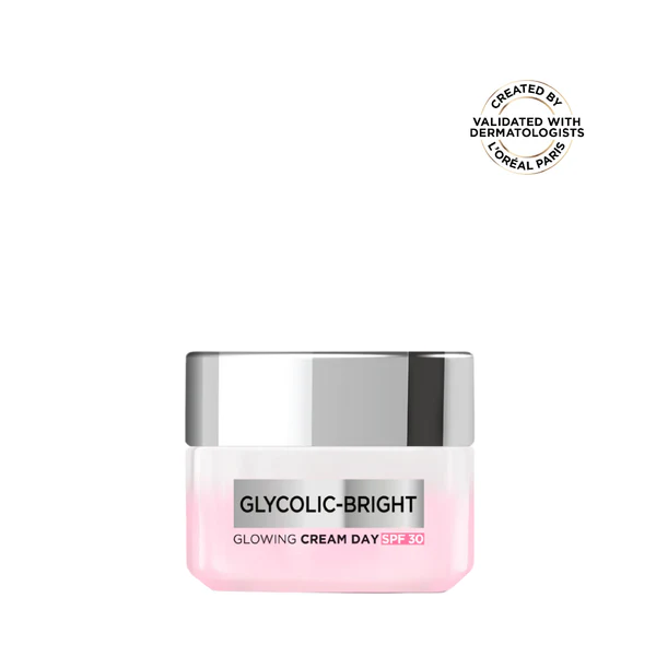 L’Oréal Paris, Glycolic-Bright Glowing Day Cream, for Dark Spots Reduction, Glow Boosting and Skin Tone Evenness, SPF 30, 50ml
