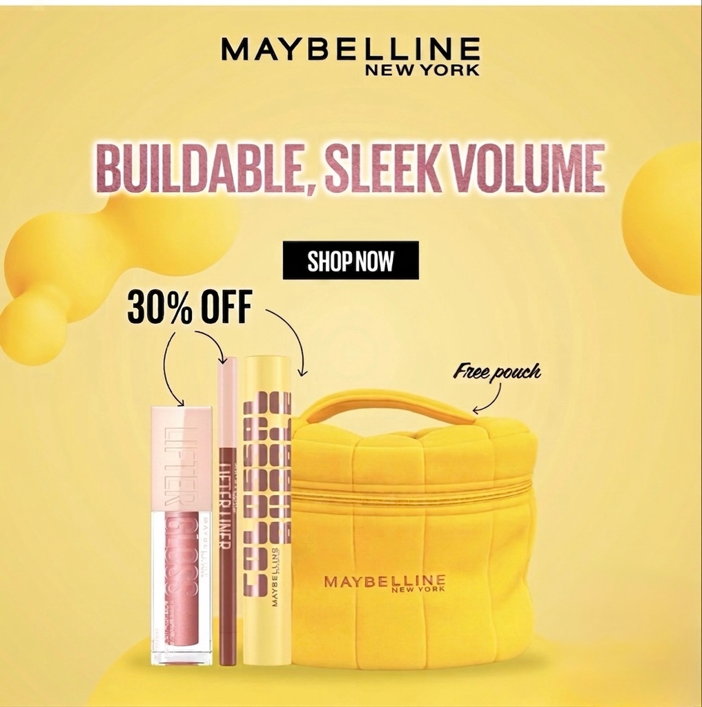 Maybelline Colossal Bubble Washable Mascara & Lifter Liner Lip Liner 05 & Lifter Gloss Lip Gloss 27 Trio